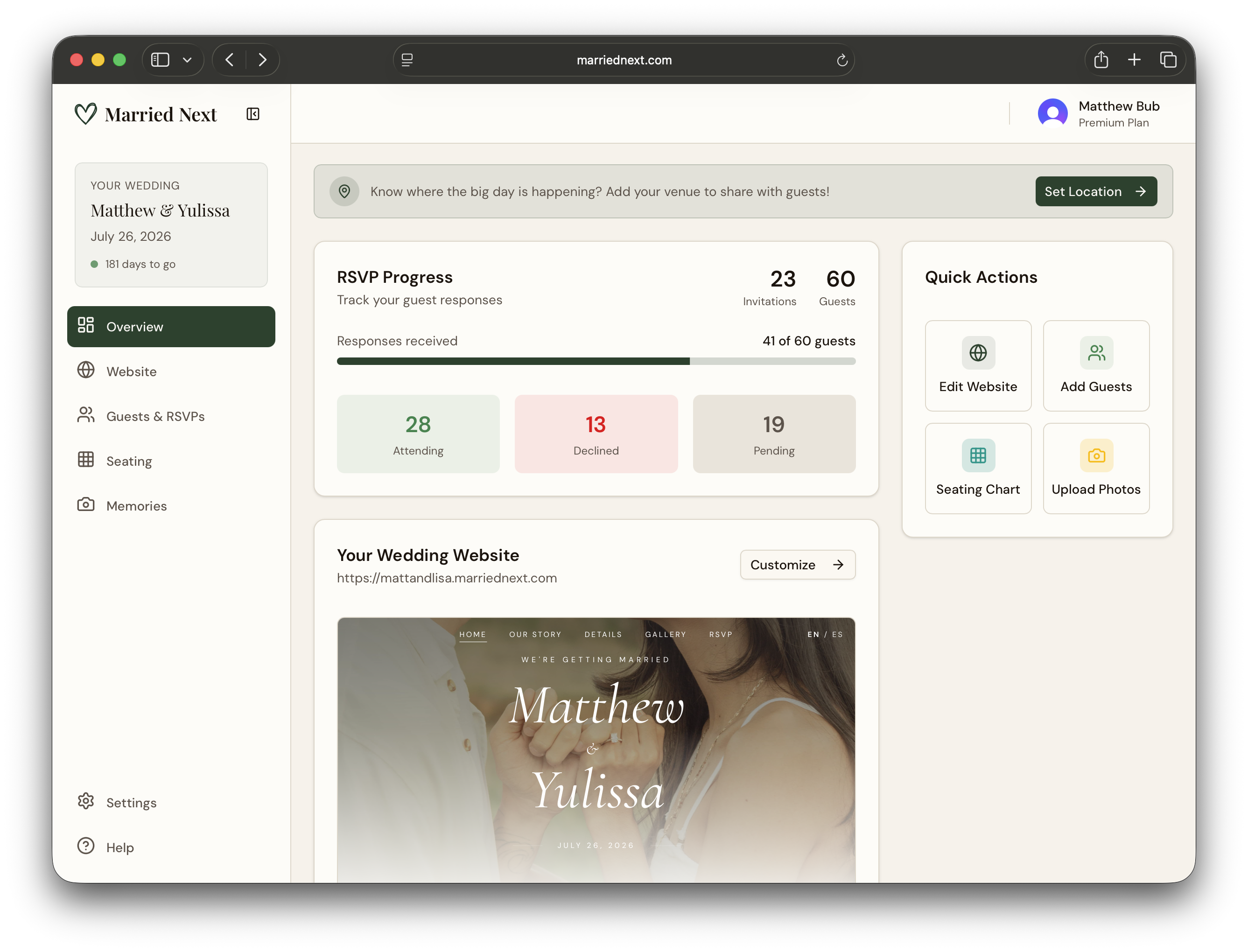 Married Next dashboard preview